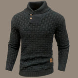 Arvigo – gestrickter herrenpullover mit knopfverschluss – Schwarz