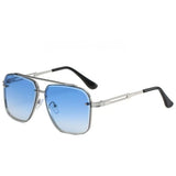 RayForge – Retro Sonnenbrille Mit Farbverlauf Und UV400-Schutz – Silber Blau