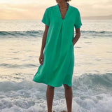 Laurie – Kurzärmeliges Kleid Mit Taschen – Grün