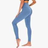 Damen Leggings mit Leopardenmuster und hohem Bund – Hellblau