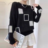 Clarisse™ - Entspanntes geometrisches Pullover – Schwarz (Fast ausverkauft)