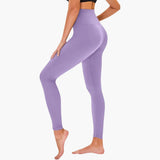 Damen Leggings mit Leopardenmuster und hohem Bund aus Stretchmaterial – Helllila