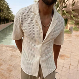 Luca | Offenes Strickhemd mit Retro-Vibes & modernem Flair – Beige