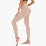 Damen Leggings mit Leopardenmuster und hohem Bund – Beige