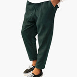 Herren Sommerhose aus Polyester mit Gummibund und Cordstruktur – Grün