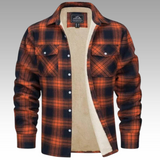 Truffel™ - Kariertes Truckerjacke mit Fleecefutter – Orange