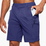 Herren Cargo Shorts mit Reißverschlusstaschen und Ripstop-Gewebe – Dunkelblau