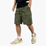 Herren Cargo Shorts mit Taschen und Kordelzug für den Sommer – Grün