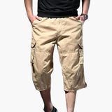 Herren 3/4 Hose mit Taschen aus leichtem Stoff für Sommer – Khaki