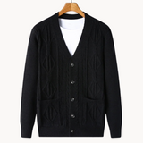 Amedeo - raffinierter gerippter herren-cardigan – Schwarz