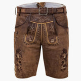 Bestickte Lederhose mit Gürtel für Herren - Oktoberfest 2025 – Braun