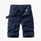 Herren Baumwoll-Cargo-Shorts mit Taschen und Gürtel – Marineblau