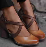 Georgina - Elegante und dicke Damenschuhe – Braun