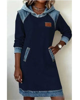 Angelica™ – Moderne Kleid mit Kapuze – Blau