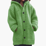 Langer Kapuzen Cardigan für Damen – Grün