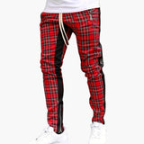 Herren Baumwollhose mit Karo und Zugband für den Sommer – Rot