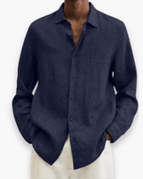 Herren Elegante Freizeit Hemd | Lange Ärmel – Marine Blau