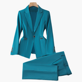 Elegantes Damen Blazer-Ensemble mit Hose - Klassisches Design – Blau