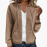 Kapuzen Sweatshirt mit Reißverschluss für Damen – khaki