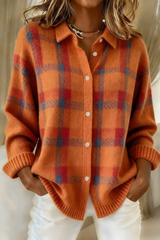 Anne | warme karierte Bluse – Orange