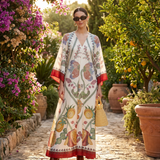 Kymbrea - Schickes, locker gestaltetes Maxi-Kleid – Weiß / Rot