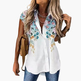 Sommer Top für Damen mit - Schmetterlingsdruck Leicht – Grün