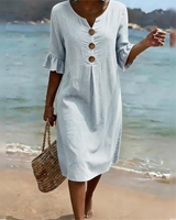 Zahara - Elegantes Knopf-Midikleid – Hellblau