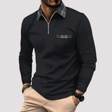 Aidan - Stilvolles Langarm-Poloshirt für Herren – Schwarz 2