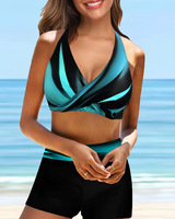 Maja - Neckholder-Kreuz-Bikini-Set – Blau