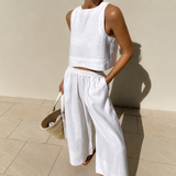 Thelma - Lässiges und Bequemes Hosen-Set – Weiß