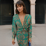 Gwynedd - Schickes Kleid mit V-Ausschnitt – Grün