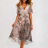 Luella - Fließendes Midikleid mit V-Ausschnitt – Beige