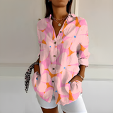 Eleanor - Stilvolle Bluse mit Knopfleiste – Rosa