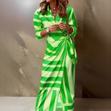 Emily - Stilvolles und Elegantes Kleid mit Streifen – Grün
