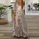 Derivia - Elegantes Zweiteiliges Maxikleid – Beige