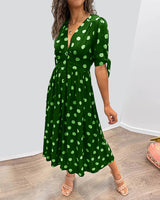 Martha | Retro-Polka-Dot Midi-Kleid – Grün