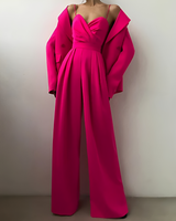 Rebecca - Eleganter und Stilvoller Einteiler – Rosa / Rot