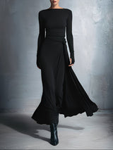 Joeena – Maxikleid Mit Seitlichem Knoten – Schwarz