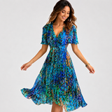 Elsinya - Anmutiges und fließendes Midi-Kleid – Blau