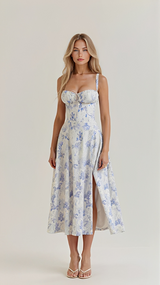Kiana - Stilvolles Midikleid mit Schlitz – Blau