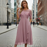 Victoria - Elegantes Sommerkleid mit Spitzen – Rosa