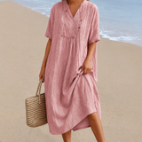 Kendra - Bequemes Kleid mit V-Ausschnitt – Rosa
