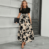 Astrid - Elegantes Kleid mit Blumenmotiv – Beige