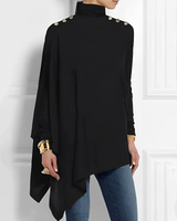 Rhoslyn - Elegantes Rollkragenhemd – Schwarz