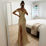 Ashriel - Elegantes Kleid mit Schlitz – Beige