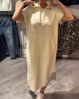 Catalina | Bequemes Hoodie-Kleid – Beige