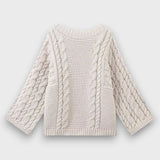 Knita – Grobstrickpullover mit Zopfmuster – Weiß