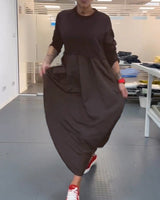 Daciana - Lässiges Langes Sommerkleid – Braun