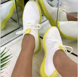 Wim – Stilvolle Sportschuhe aus weißem Canvas-Mesh – Gelbgrün