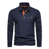 Herren-Poloshirt mit langem ärmelschnitt | Alltagstauglich – Marineblau